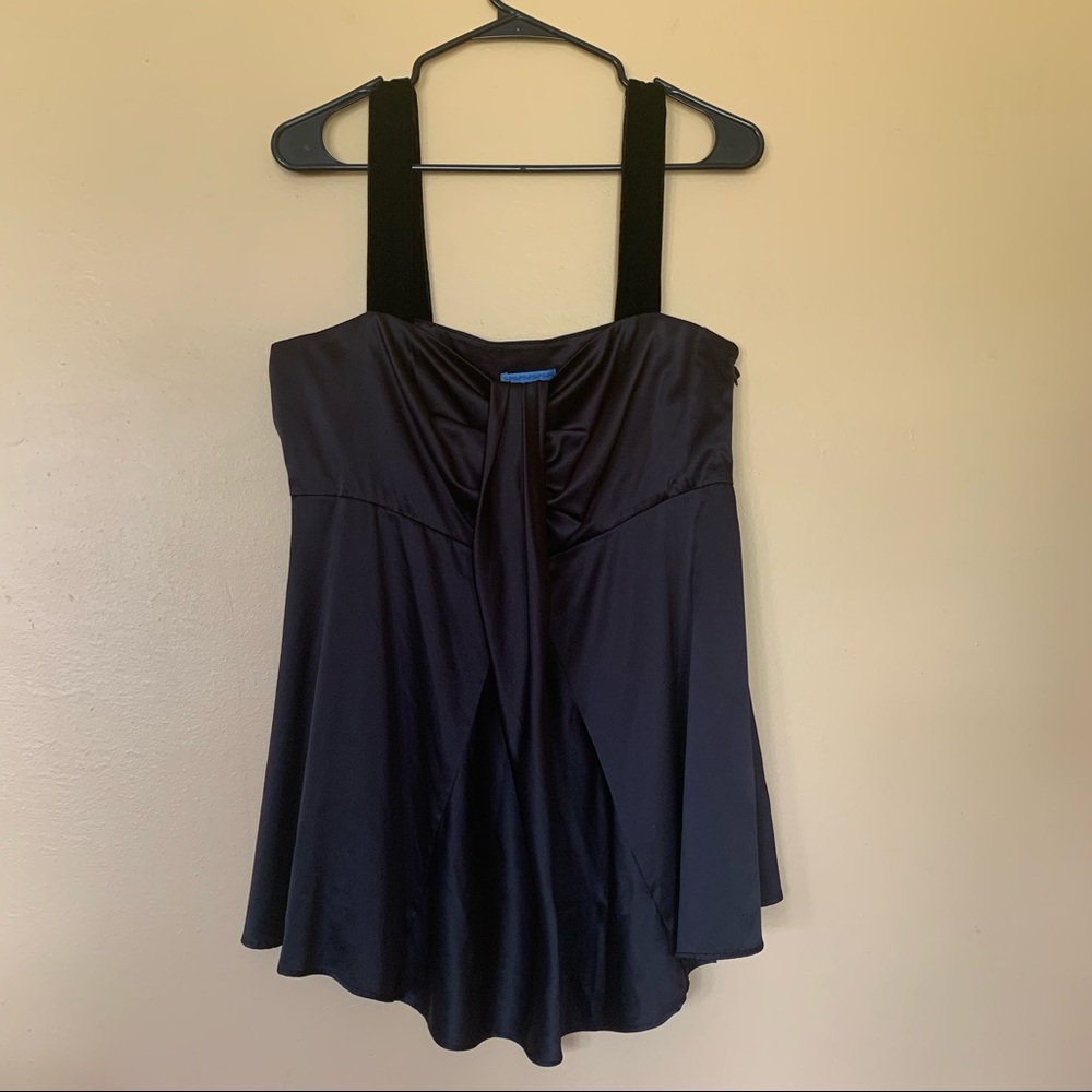Vera Wang Simply Vera Black Satin Velvet Straps Tank Top Size 14. - Picture 2 of 14
